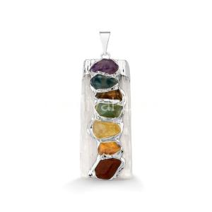 Silver Plated Quartz/Chakra Pendant