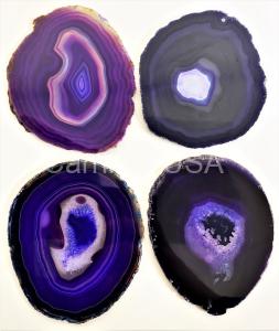 4pc Agate Coaster Set Purple