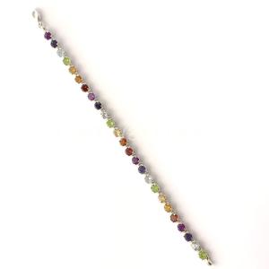Silver Plated Chakra facetted Stones Bracelet