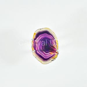 Silver Plated Purple Agate Cuff Bracelet