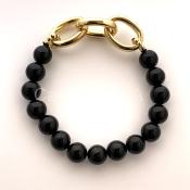 Black Obsidian/Gold Loops Bracelet