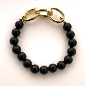 Black Obsidian/Gold Loops Bracelet