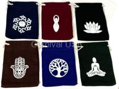 Cotton w/rubber Motive stamped pouches