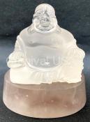 Clear Quartz/Fluorite Base Buddha