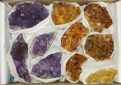 Amethyst & Citrine Clusters Flat
