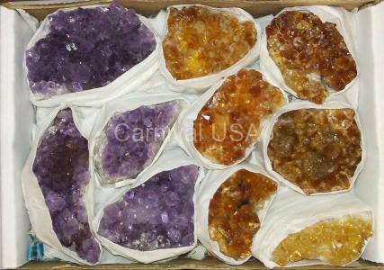 Amethyst & Citrine Clusters Flat