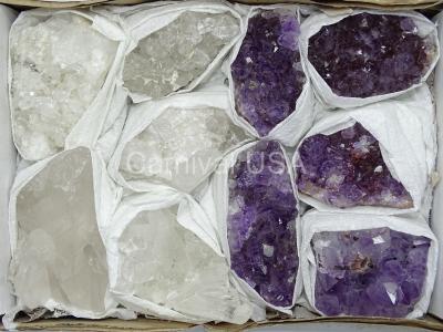 Amethyst & Clear Quartz Clusters Flat