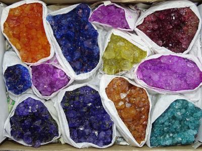 Dyed Amethyst Clusters Flat