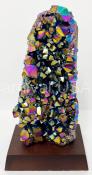 Rainbow Aura Amethyst Cluster On Wood Stand