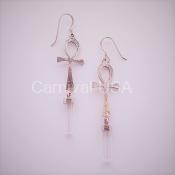 Sterling Silver Clear quartz/Ankh Earrings