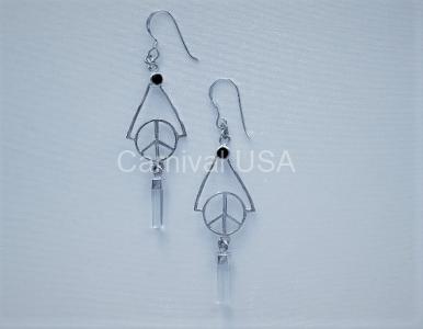 Sterling Silver Clear quartz/Peace Earrings