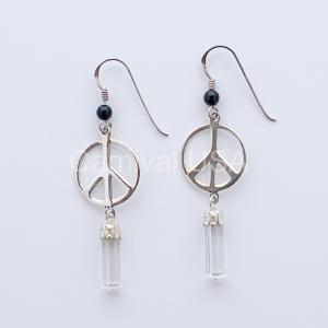 Sterling Silver Clear quartz/Peace Earrings