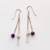Sterling Silver Clear quartz/Ame Earrings