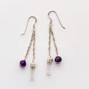 Sterling Silver Clear quartz/Ame Earrings