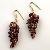 Gold Plated Garnet Grape Earrings