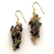 Gold Plated Tourmaline Grape Earrings