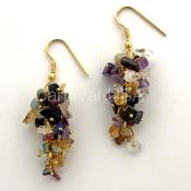 Gold Plated Mixed Stones Grape Earrings