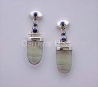 Sterling Silver Fluorite/Lapis Earrings
