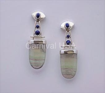 Sterling Silver Fluorite/Lapis Earrings