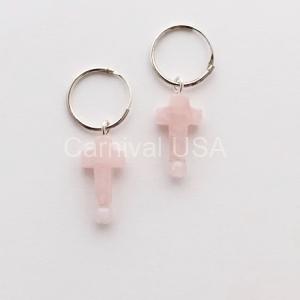 Sterling Silver Rose Quartz Cross Earrings