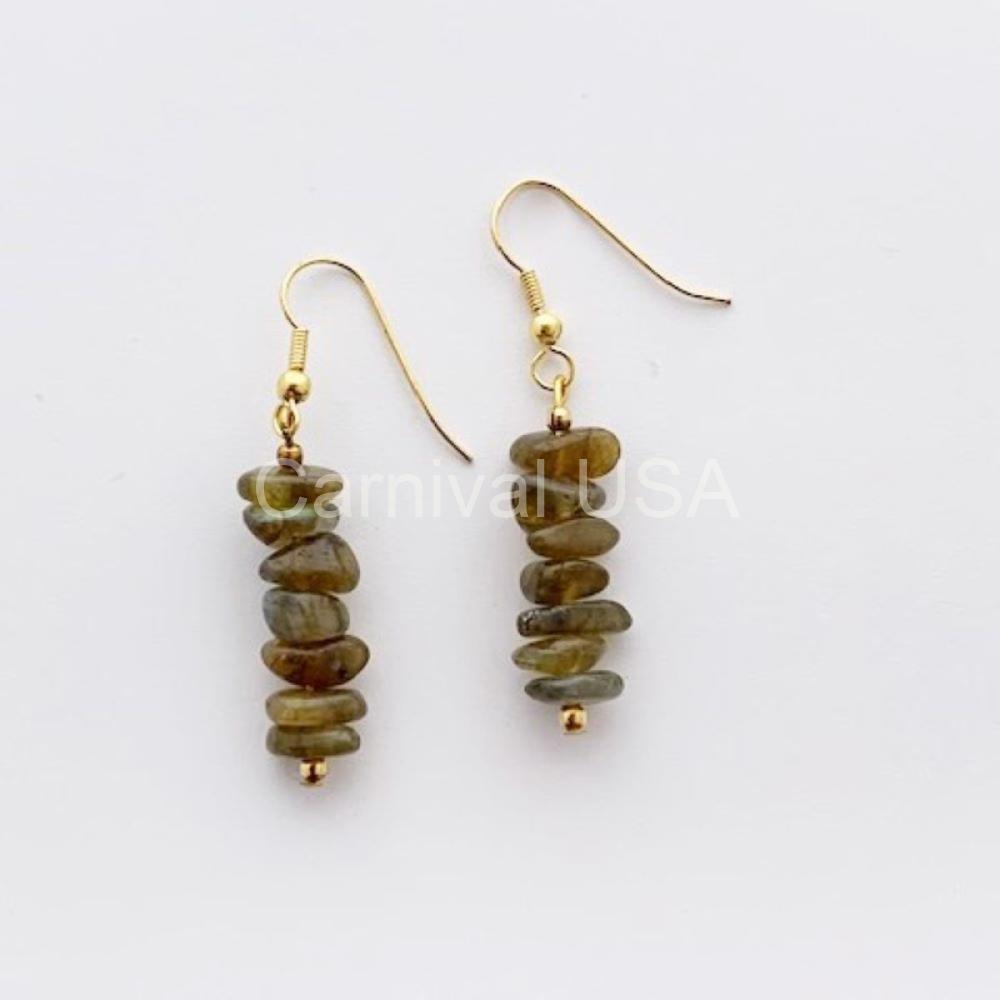 Gold Plated Labradorite Chip Earrings
