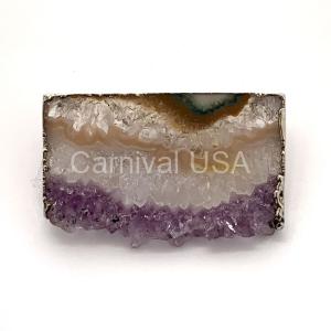 Silver Plated Amethyst Pin