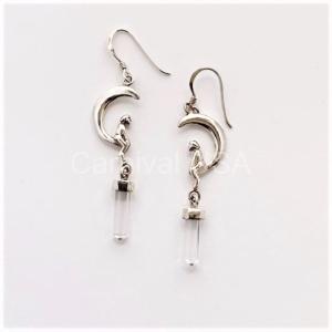 Sterling Silver Clear quartz/Moon Earrings