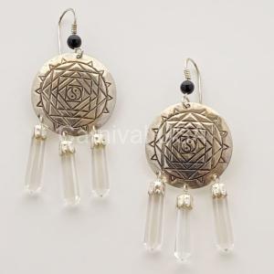 SS Yin & Yang w/Clear Quartz earrings