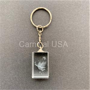 Glass w/Etched Angel Keychain