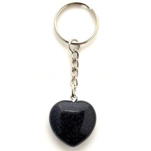 Blue Goldstone Heart Keychain.