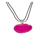 Silver Plated Pink Agate Necklace