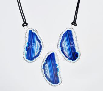 Silver Plated Blue Agate Necklace