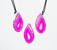 Silver Plated Pink Agate Necklace