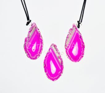 Silver Plated Pink Agate Necklace