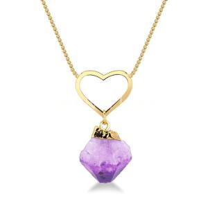 Gold Plated Amethyst/Heart Necklace
