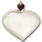 Clear Quartz W/Garnet Heart Pendant