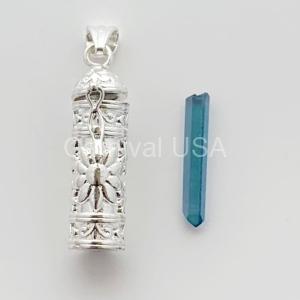 Silver Plated locket w/Aqua Aura Pendant