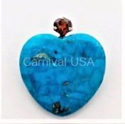 Turquoise W/Garnet Heart Pendant