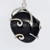 Silver Plated Black Obsidian Pendant