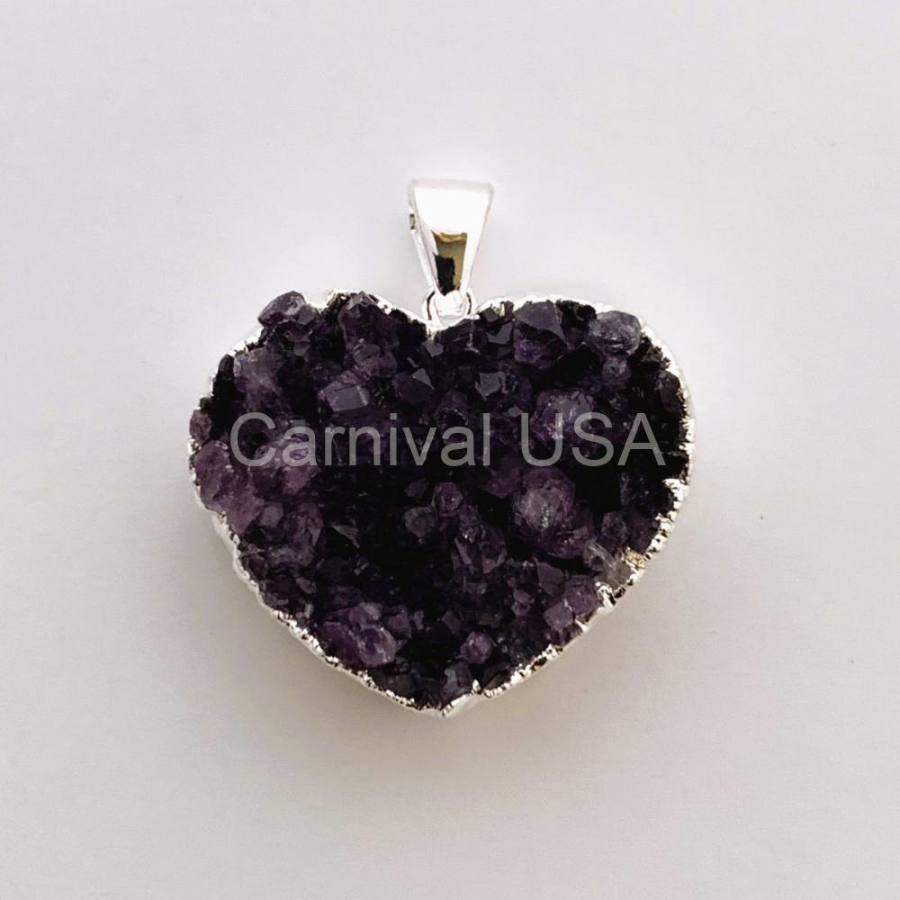 Silver Plated Amethyst Heart Pendant