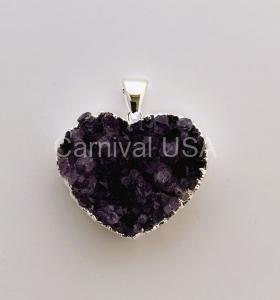 Silver Plated Amethyst Heart Pendant