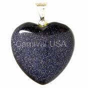 Blue Goldstone Heart Pendant