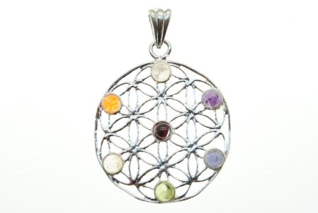 Silver Plated Chakra/Flower Of Life Pendant