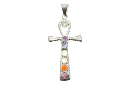 Silver Plated Chakra/Cross Pendant