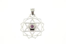 Silver Plated Chakra/Star Of David Pendant