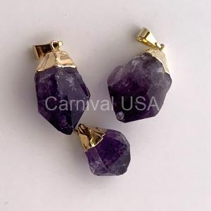 Gold Plated Amethyst Point Pendant.