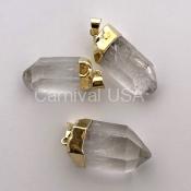 Gold Plated Quartz Point Pendant.