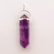Silver Plated Amethyst Point Pendant