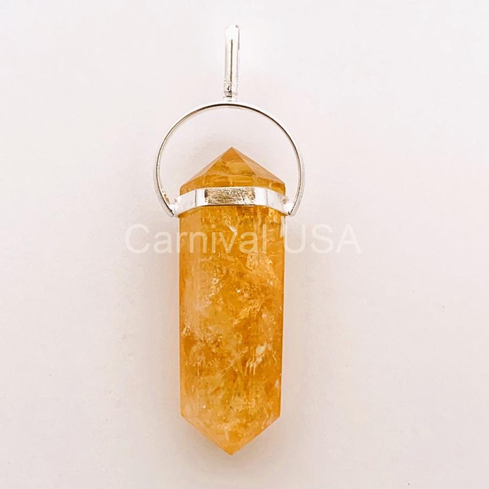 Silver Plated Citrine Point Pendant