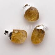 Silver Plated Citrine Tumbled Pendant.